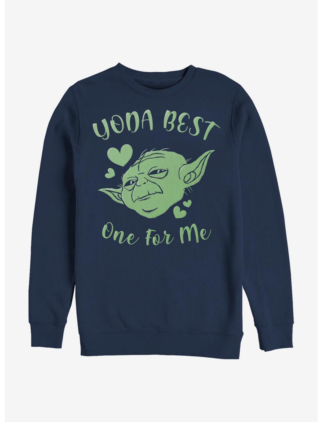 Star Wars Yoda Best Hearts Crew Sweatshirt, NAVY, hi-res