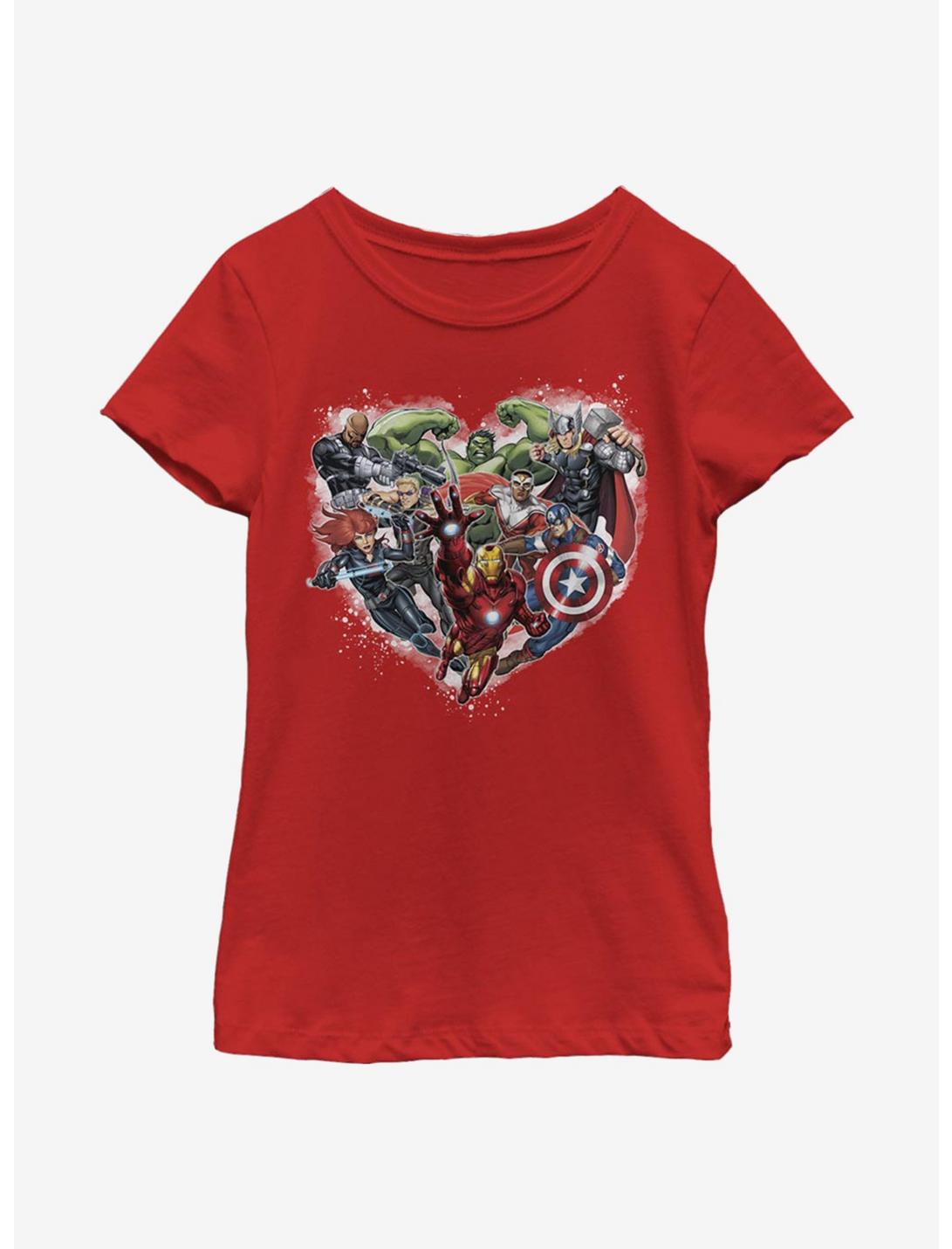 Marvel Avengers Avenger Heart Youth Girls T-Shirt, RED, hi-res