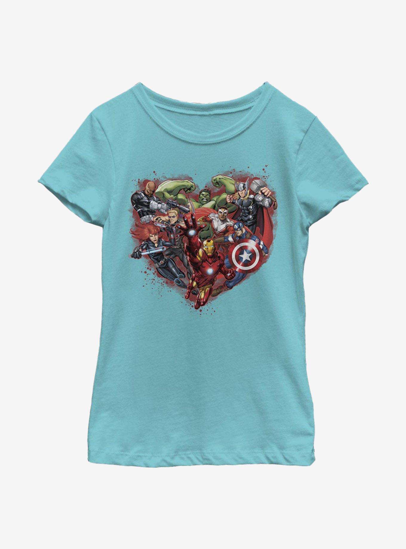 Marvel Avengers Avenger Heart Youth Girls T-Shirt, TAHI BLUE, hi-res