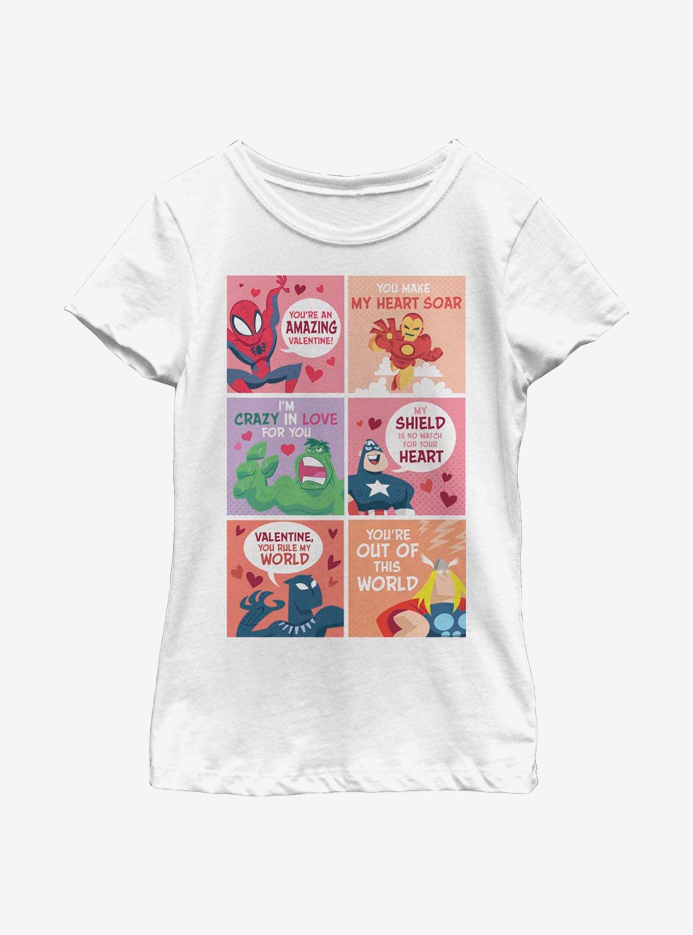 Marvel Avengers Valentine Comic Youth Girls T-Shirt, , hi-res