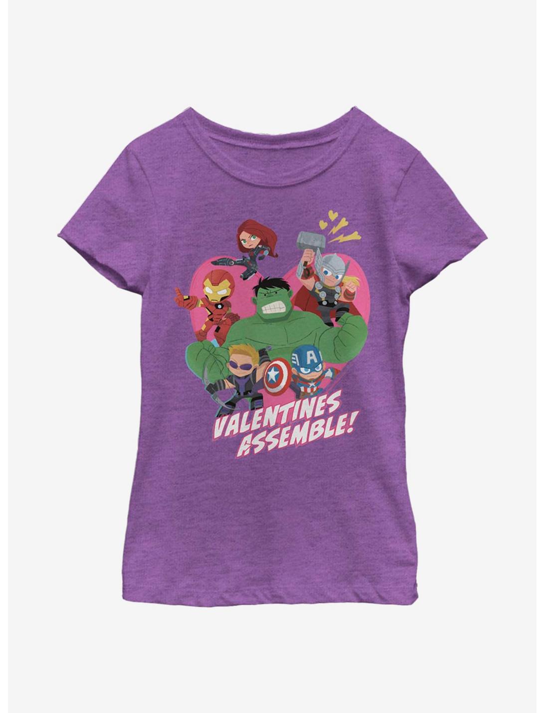 Marvel Avengers Valentines Assemble Youth Girls T-Shirt, PURPLE BERRY, hi-res