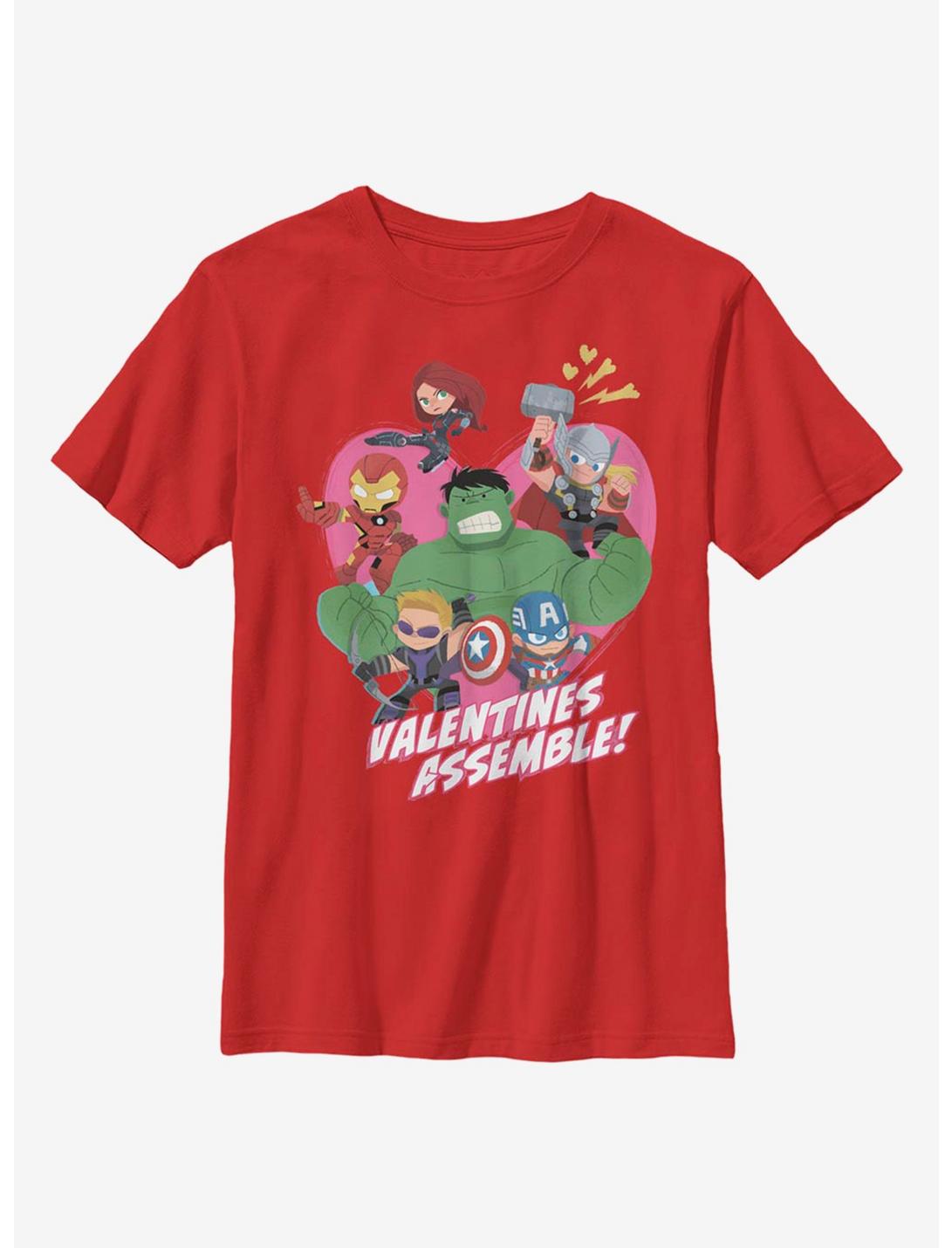 Marvel Avengers Valentines Assemble Youth T-Shirt, RED, hi-res