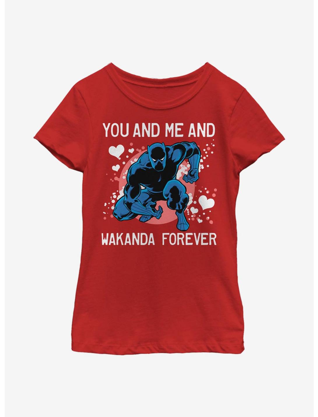 Marvel Black Panther Wakanda Love Forever Youth Girls T-Shirt, RED, hi-res