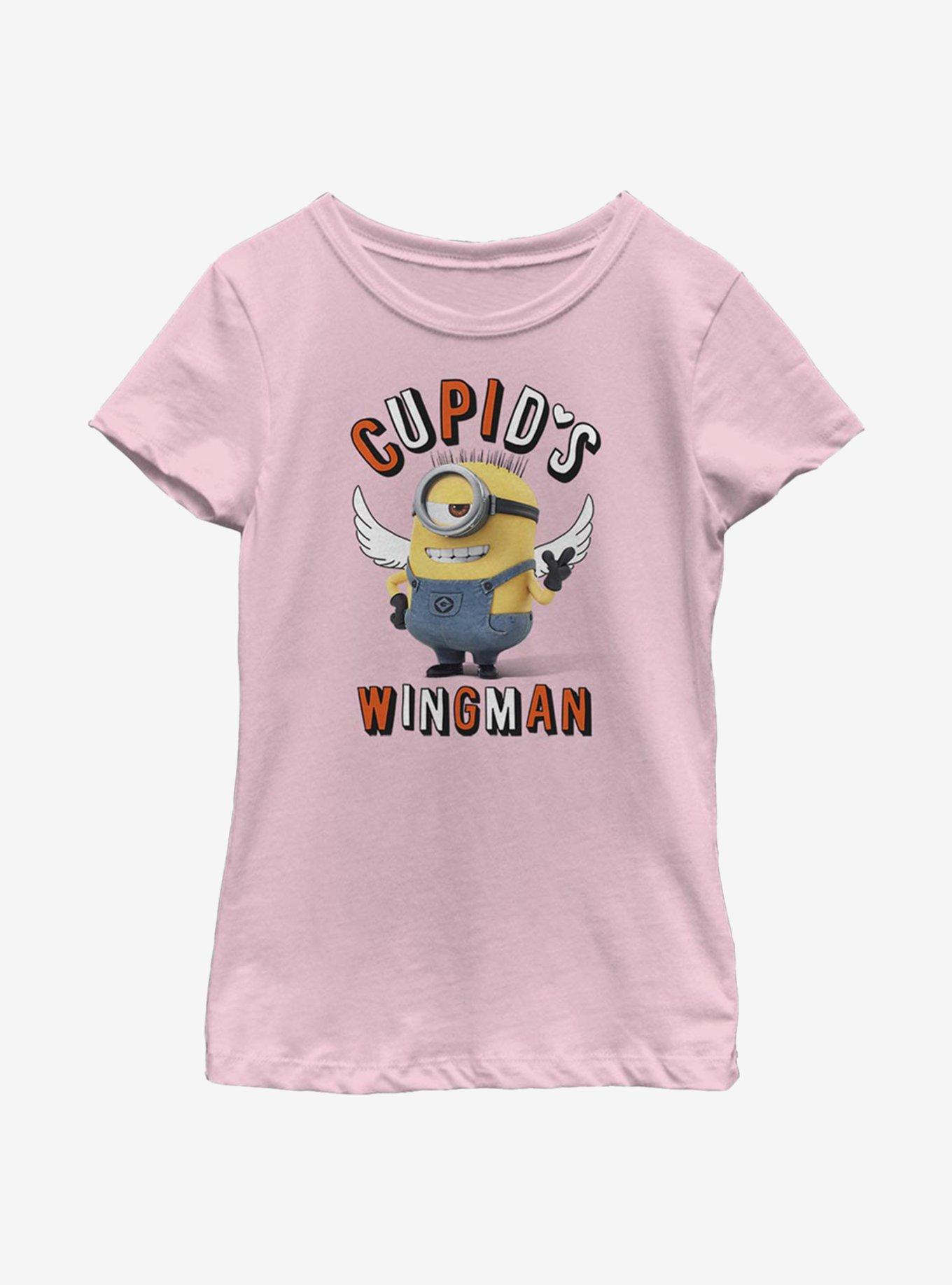 Minions Cupid's Wing Man Youth Girls T-Shirt, PINK, hi-res
