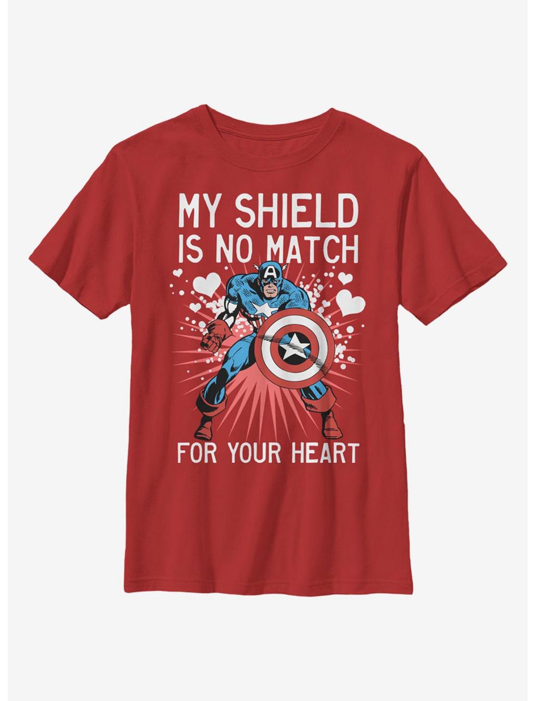 Marvel Captain America Heart Shield Youth T-Shirt, RED, hi-res