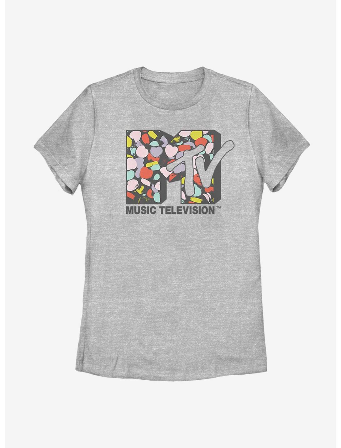 MTV Logo Heart Fill Womens T-Shirt, ATH HTR, hi-res