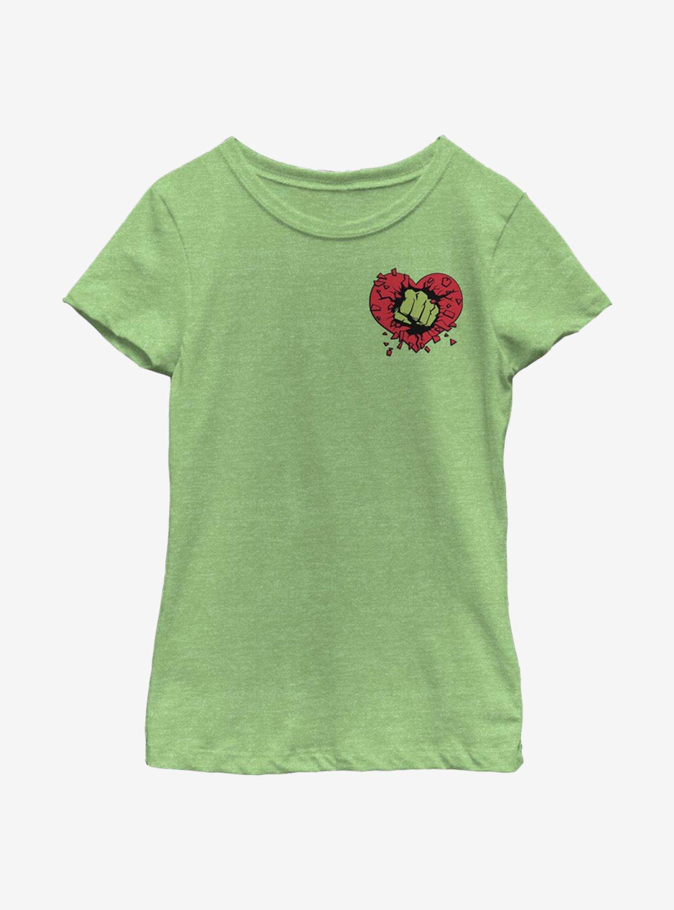 Marvel Hulk Smash Heart Youth Girls T-Shirt, GRN APPLE, hi-res