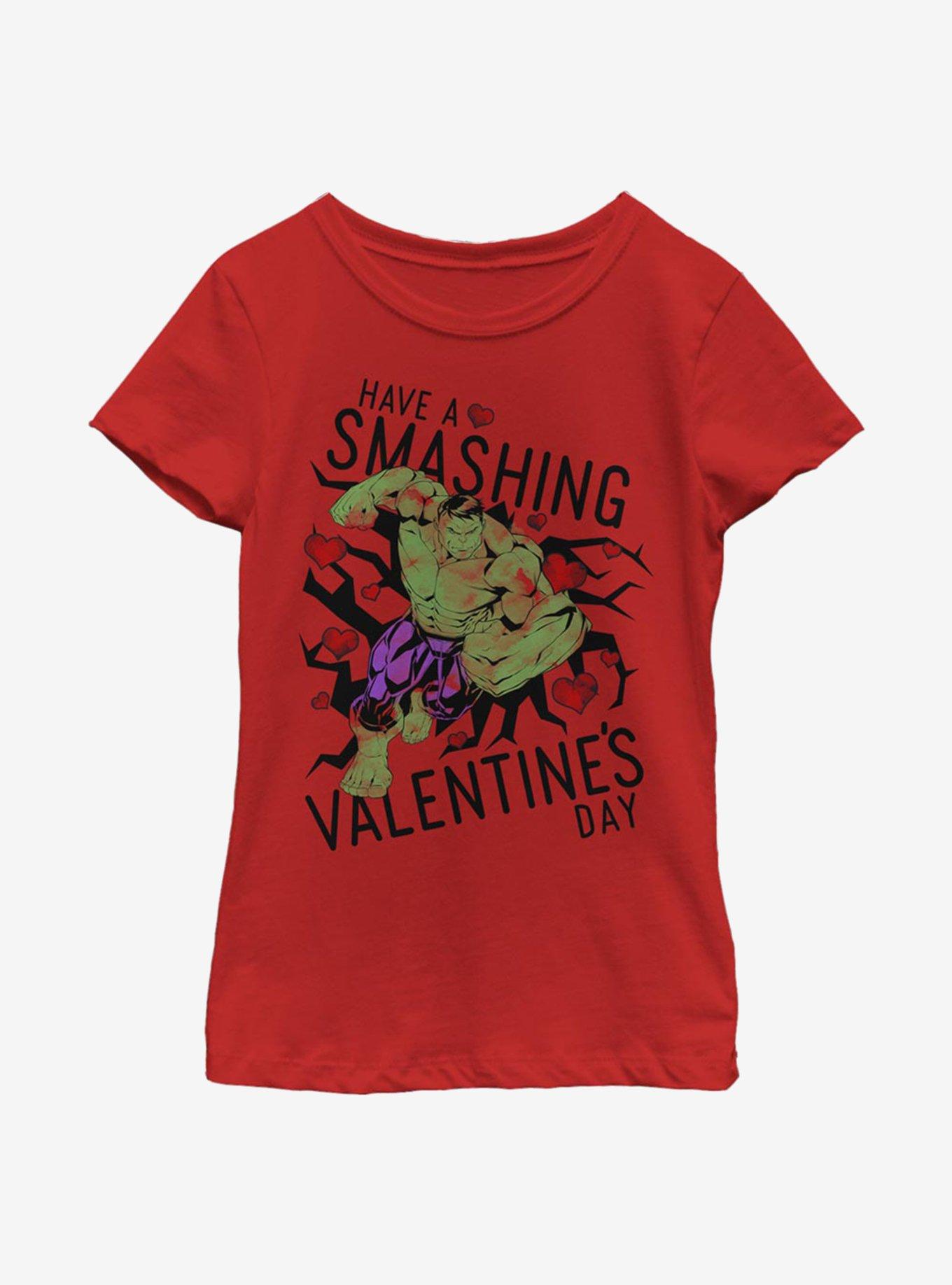 Marvel Hulk Smashing Valentine Youth Girls T-Shirt | BoxLunch