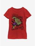 Marvel Hulk Smashing Valentine Youth Girls T-Shirt, RED, hi-res