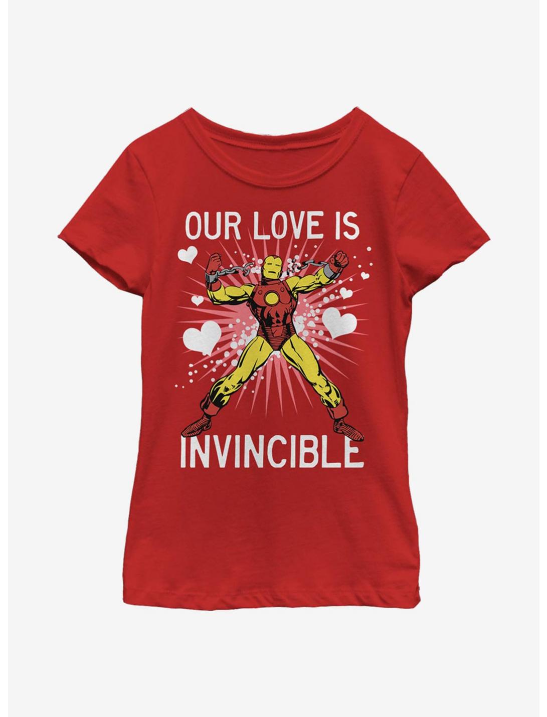 Marvel Iron Man Invincible Love Youth Girls T-Shirt, RED, hi-res