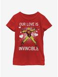 Marvel Iron Man Invincible Love Youth Girls T-Shirt, RED, hi-res