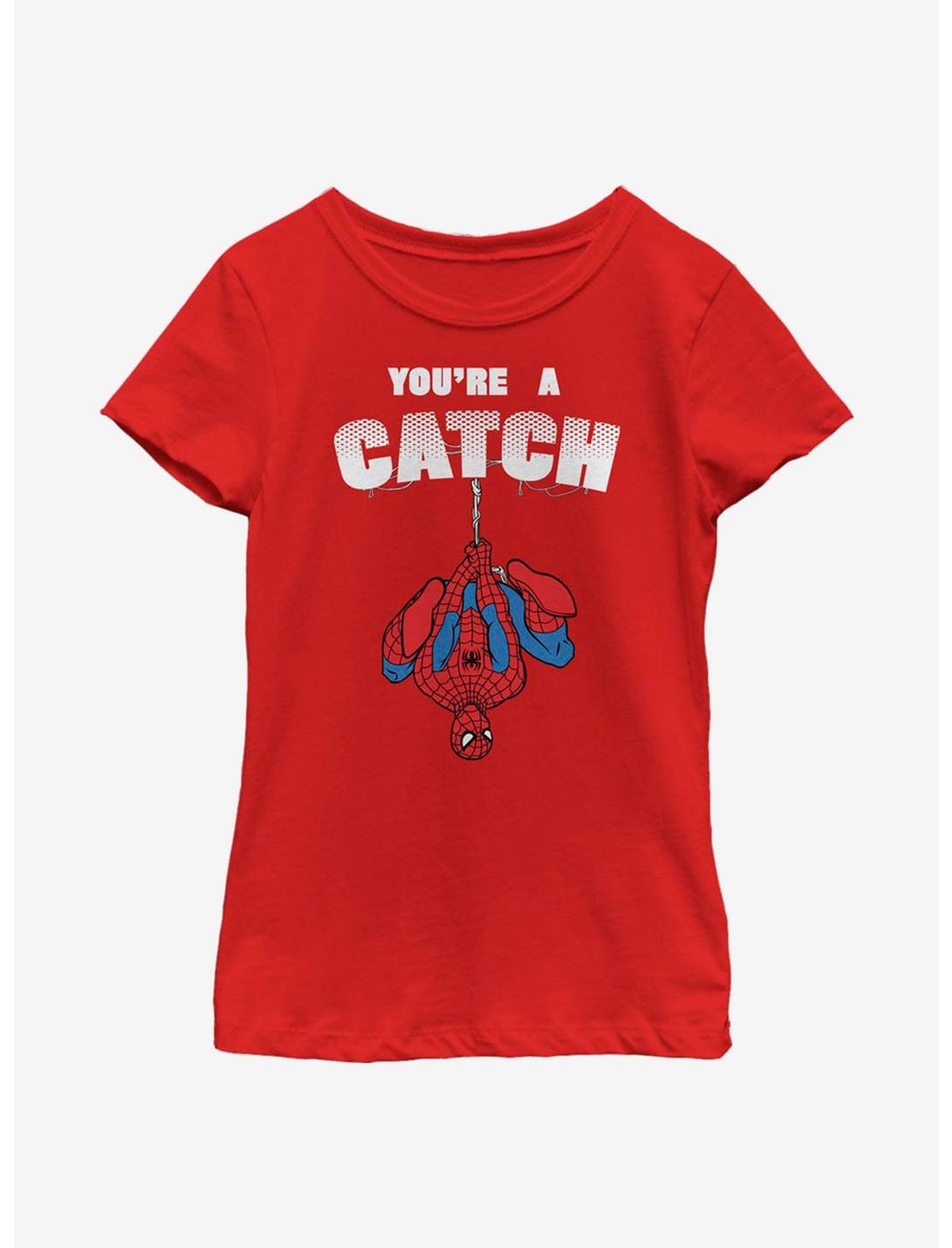 Marvel Spider-Man You're A Catch Youth Girls T-Shirt, RED, hi-res