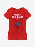 Marvel Spider-Man You're A Catch Youth Girls T-Shirt, RED, hi-res
