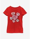 Star Wars The Mandalorian Candy Hearts Youth Girls T-Shirt, RED, hi-res