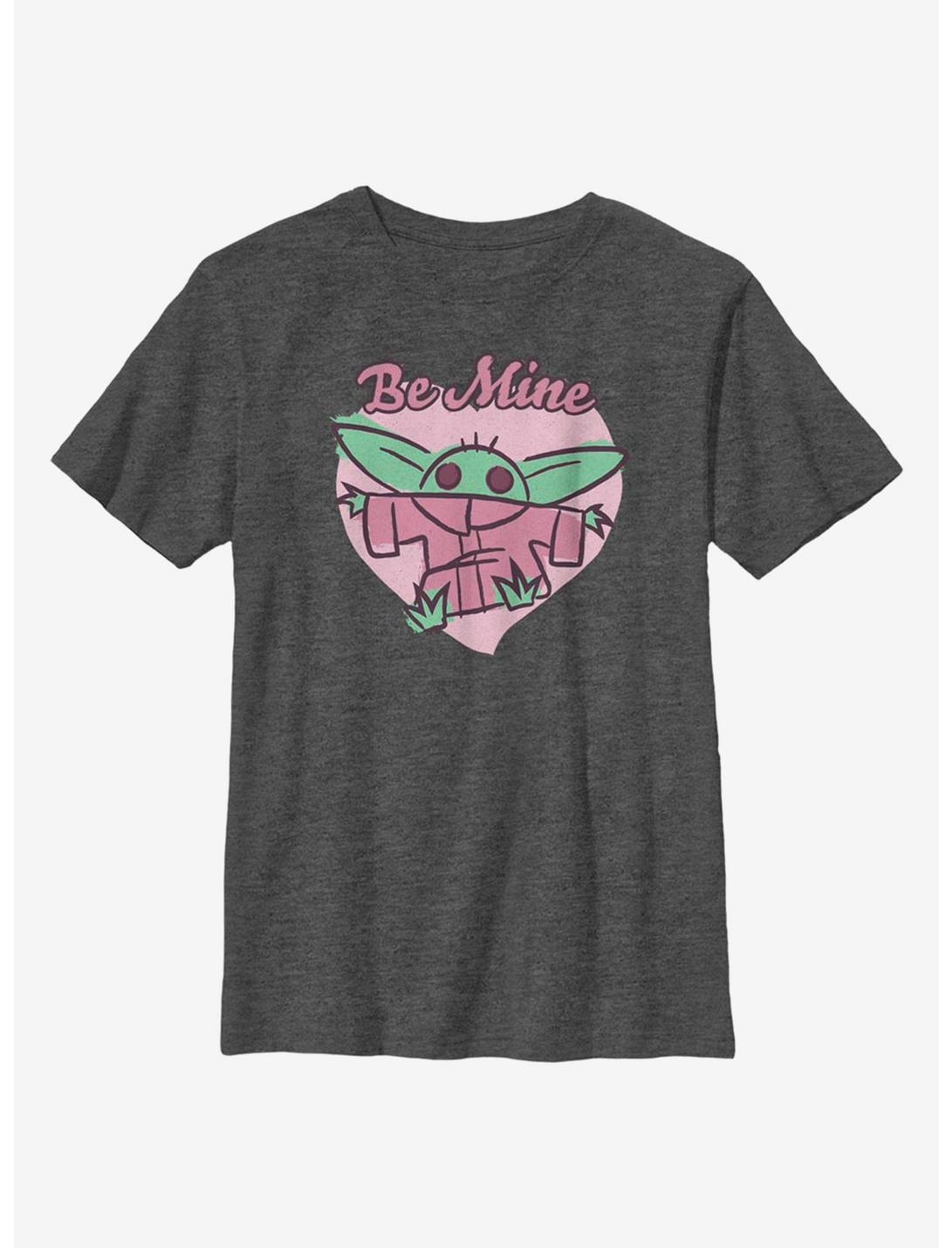 Star Wars The Mandalorian Be Mine The Child Youth T-Shirt, CHAR HTR, hi-res
