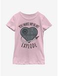 Star Wars Heart Explode Death Star Youth Girls T-Shirt, PINK, hi-res