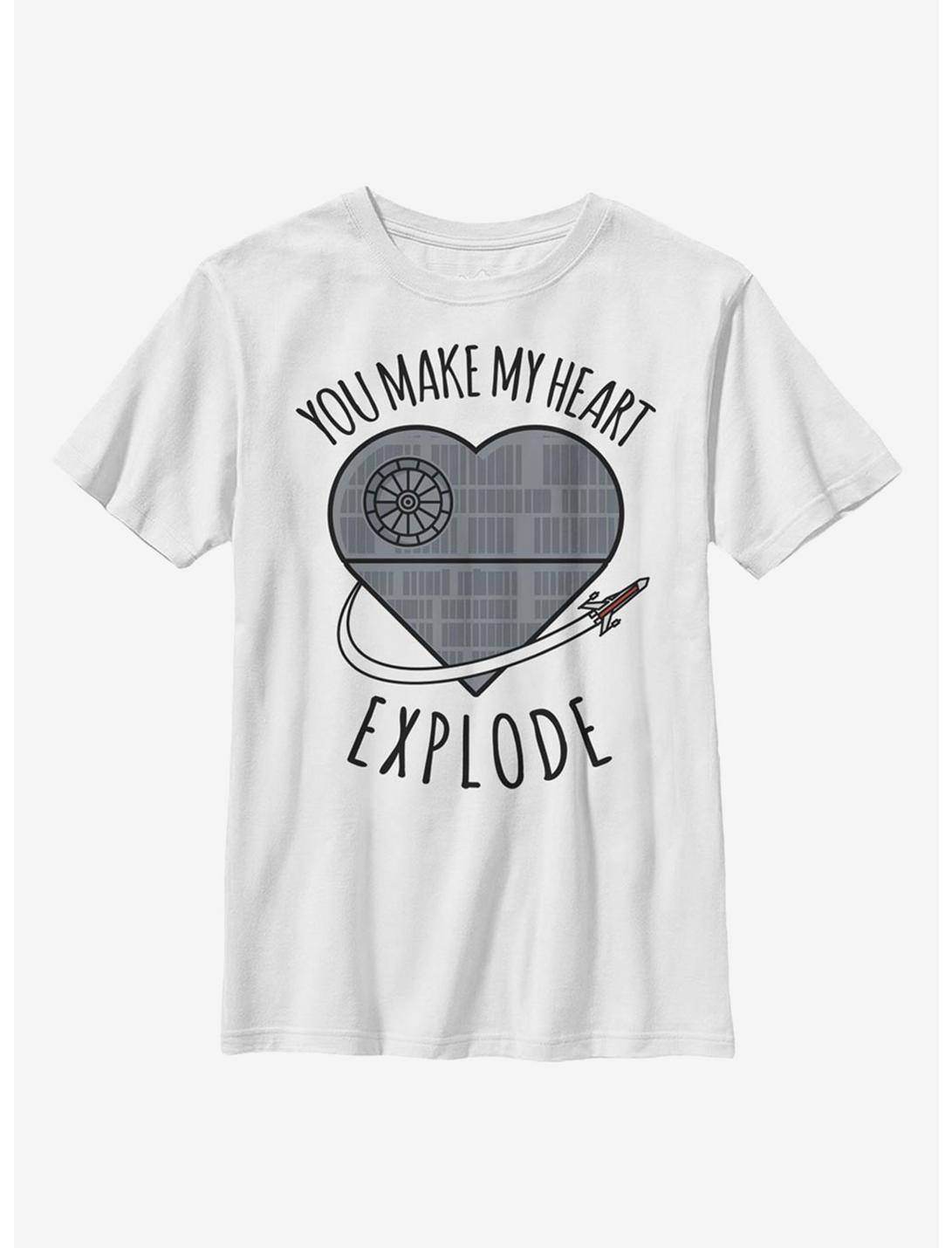 Star Wars Heart Explode Death Star Youth T-Shirt, WHITE, hi-res
