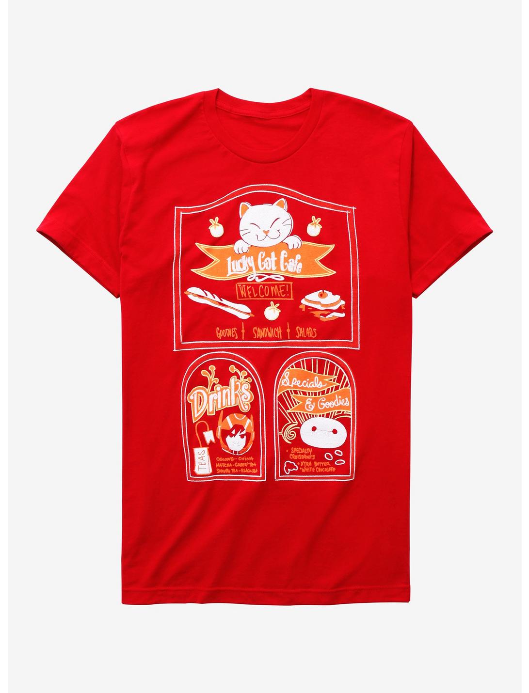 Disney Big Hero 6 Lucky Cat Cafe T-Shirt - BoxLunch Exclusive, RED, hi-res