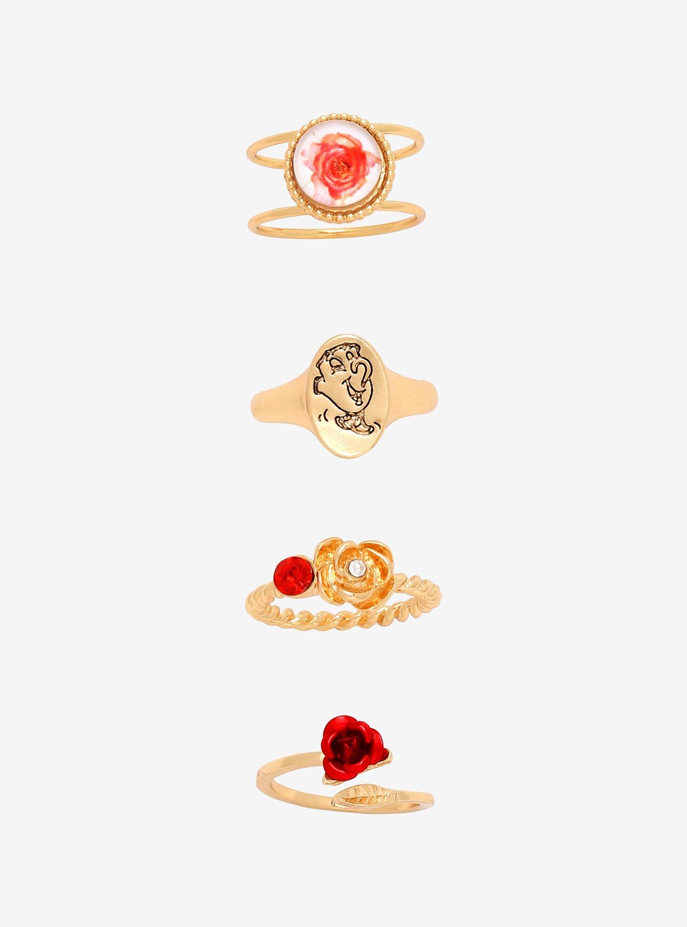Disney Beauty And The Beast Rose Chip Ring Set, , hi-res