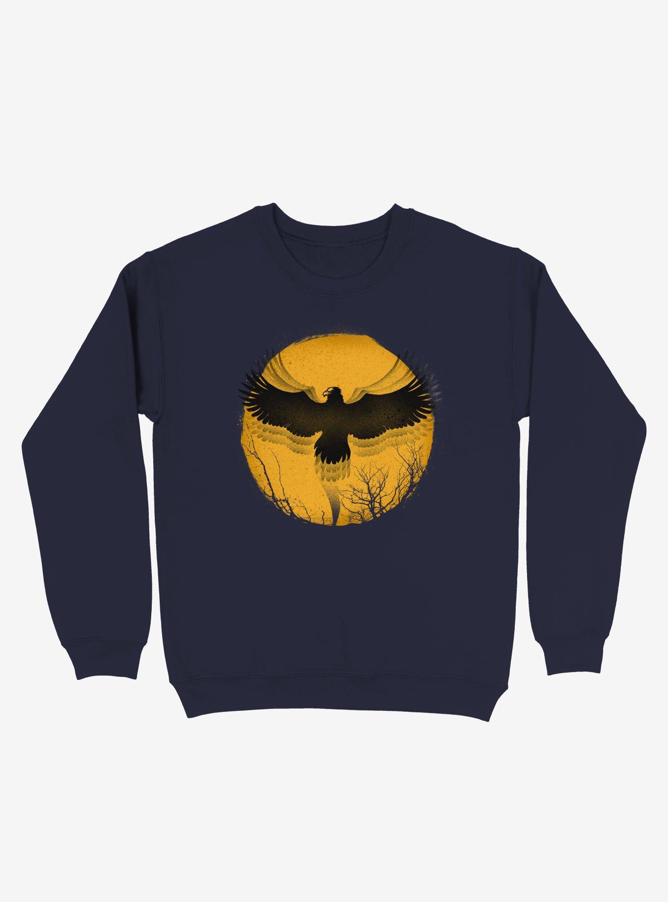 Black Bird Thunder Navy Blue Sweatshirt, , hi-res