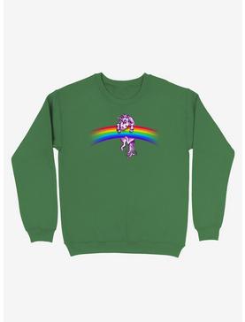 Unicorn Holding Rainbow Kelly Green Sweatshirt, , hi-res