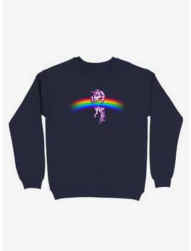 Unicorn Holding Rainbow Navy Blue Sweatshirt, , hi-res
