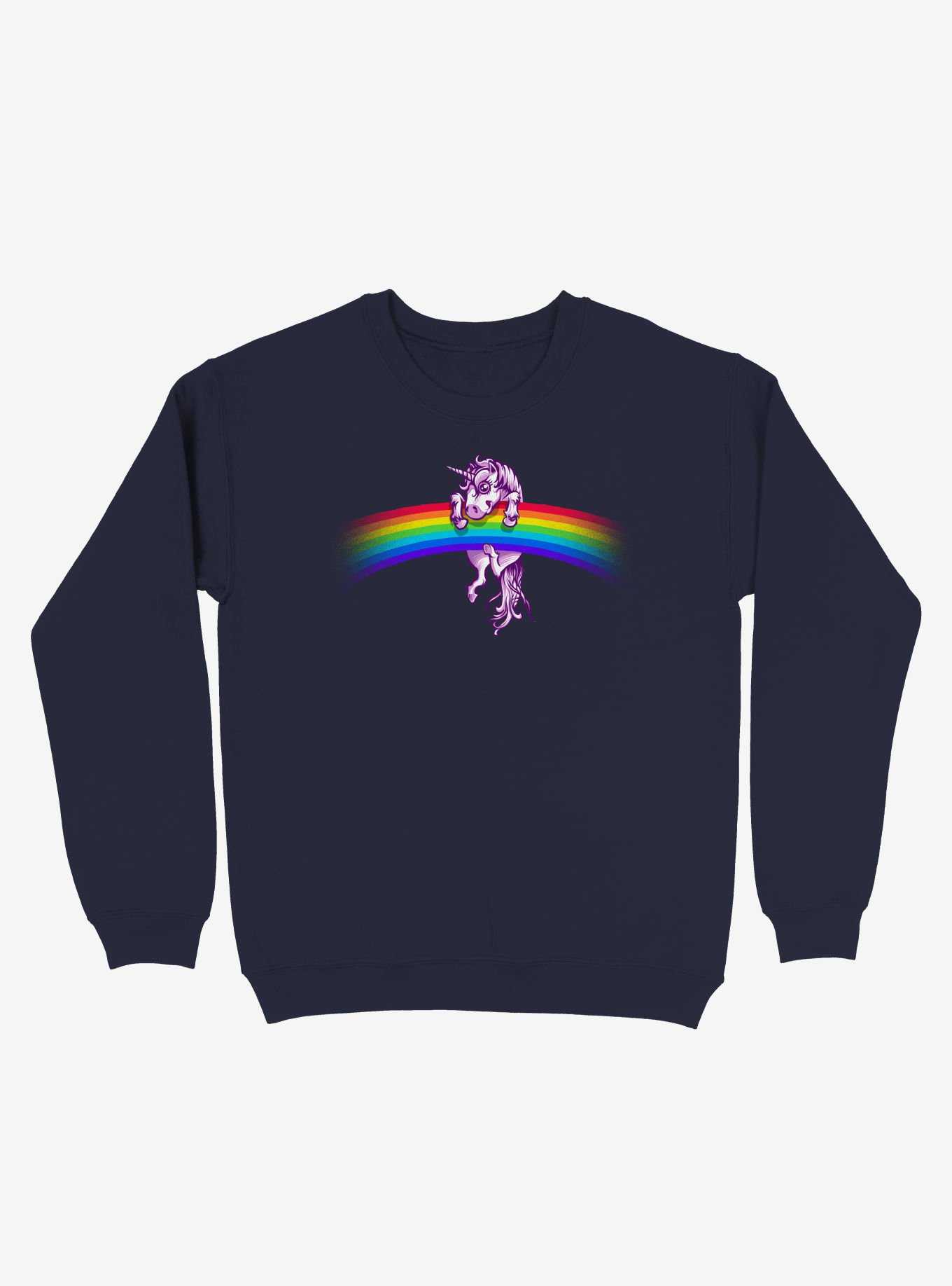 Unicorn Holding Rainbow Navy Blue Sweatshirt, , hi-res