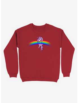 Unicorn Holding Rainbow Red Sweatshirt, , hi-res