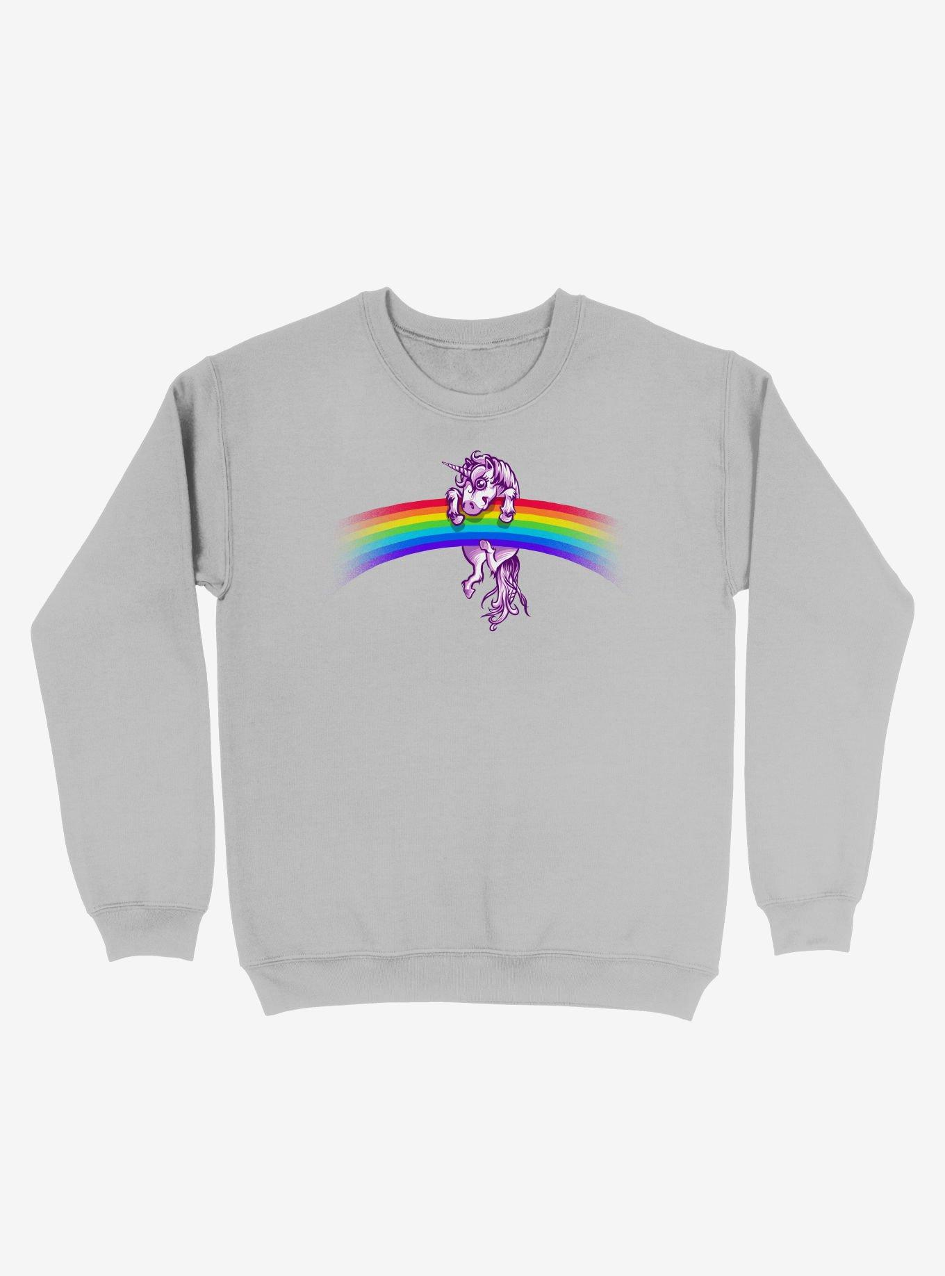 Unicorn Holding Rainbow Silver Sweatshirt, , hi-res