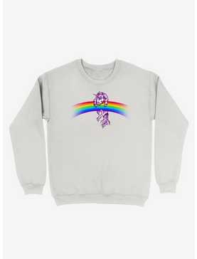 Unicorn Holding Rainbow White Sweatshirt, , hi-res