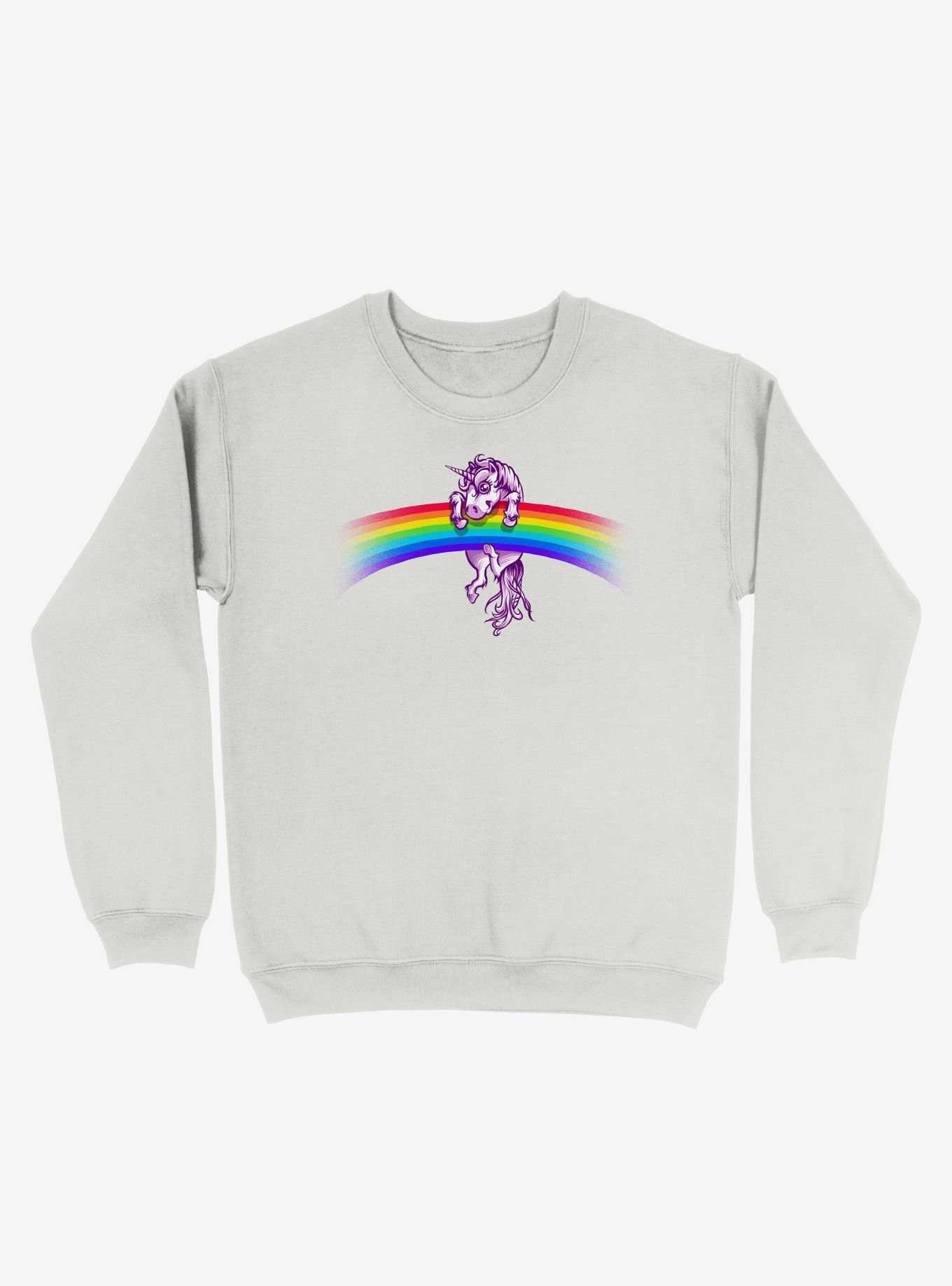 Unicorn Holding Rainbow White Sweatshirt, , hi-res
