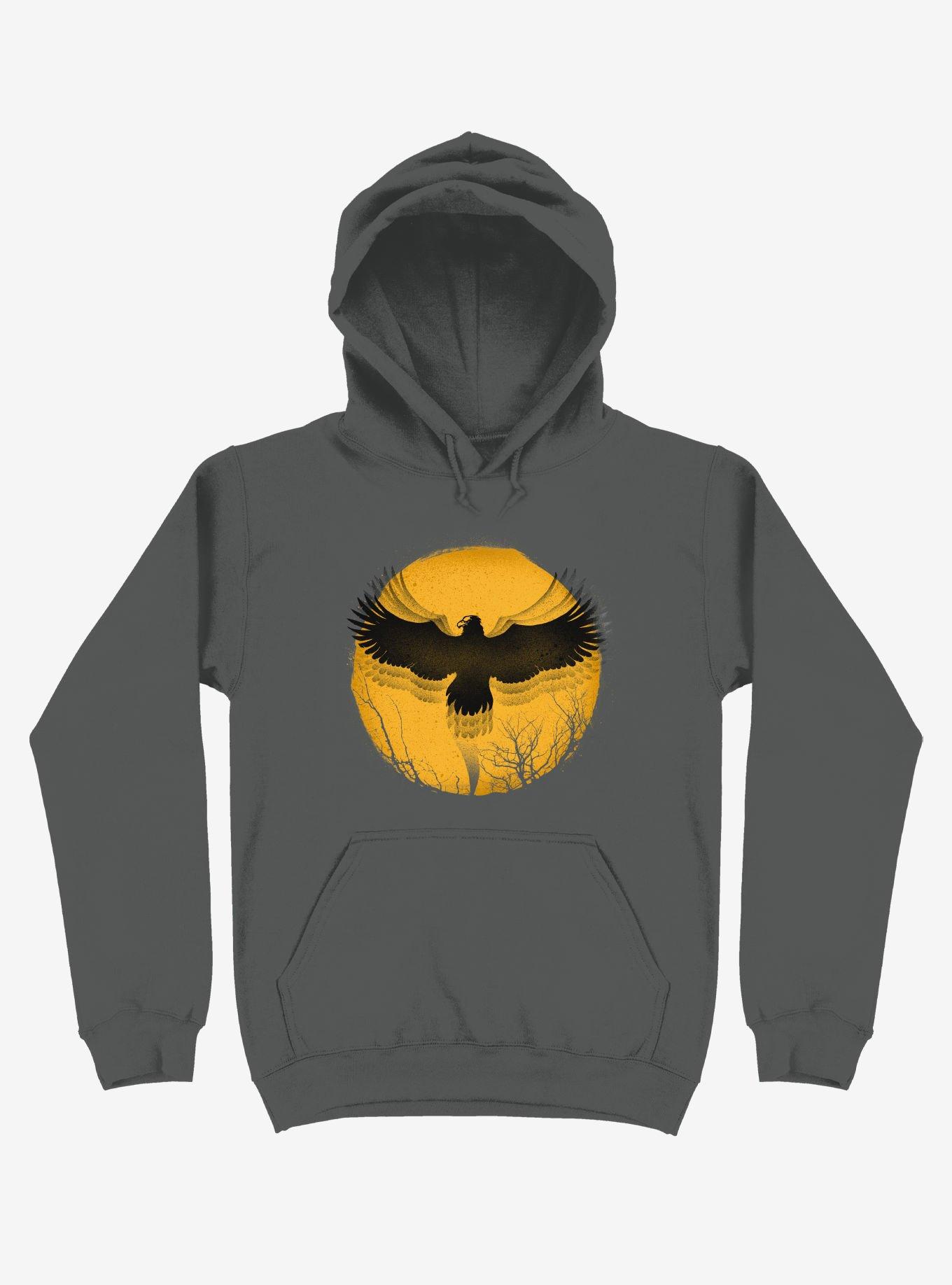 Black Bird Thunder Charcoal Grey Hoodie, , hi-res