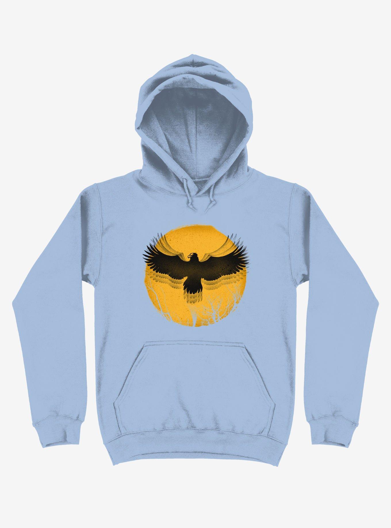 Black Bird Thunder Light Blue Hoodie, , hi-res