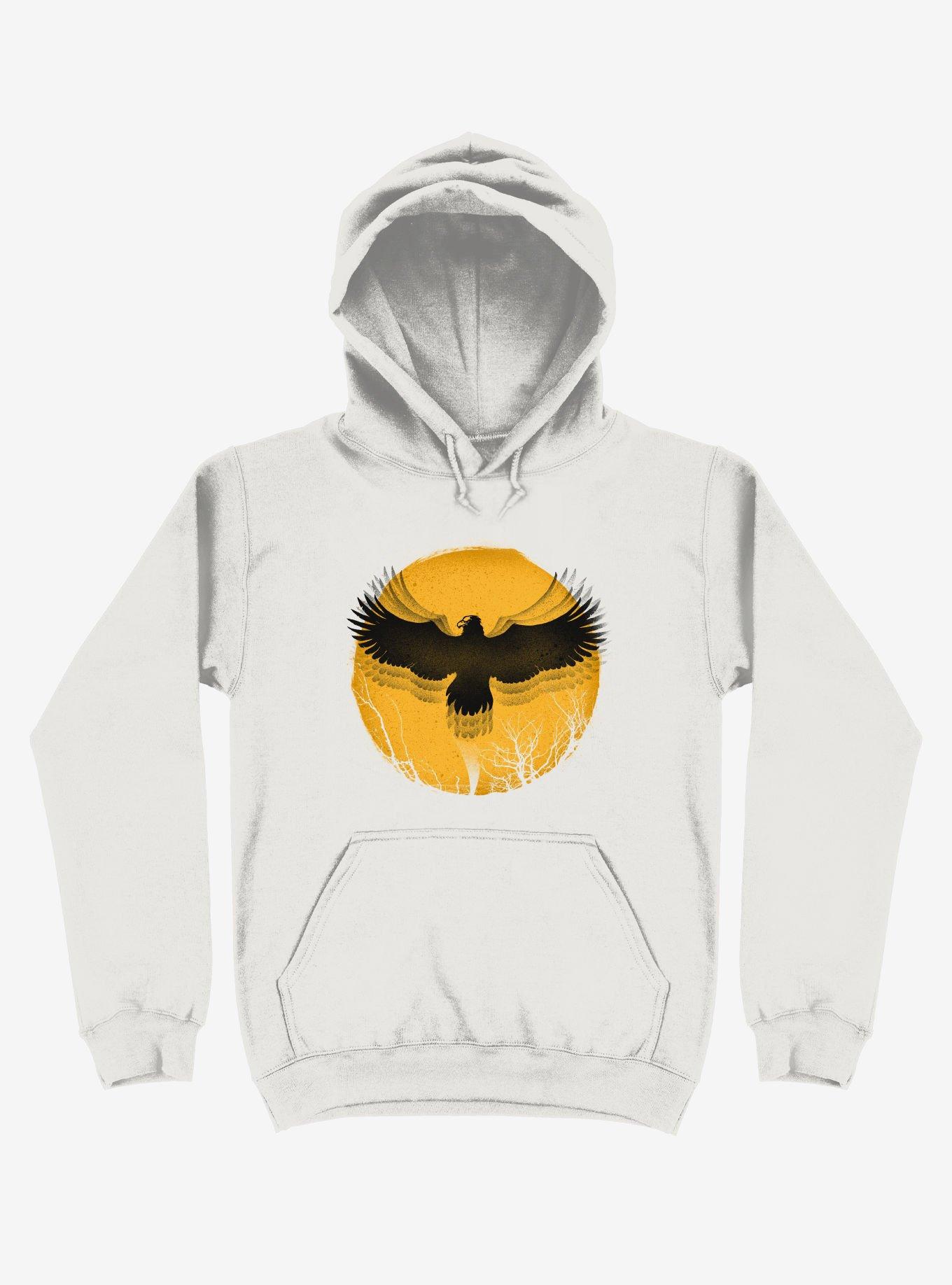 Black Bird Thunder White Hoodie, , hi-res