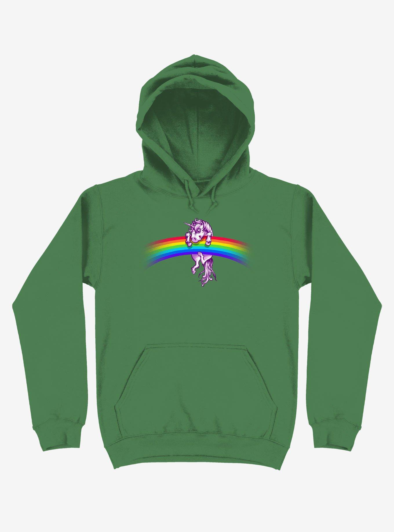 Unicorn Holding Rainbow Irish Green Hoodie, , hi-res