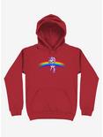 Unicorn Holding Rainbow Red Hoodie, RED, hi-res