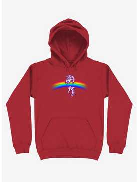 Unicorn Holding Rainbow Red Hoodie, , hi-res