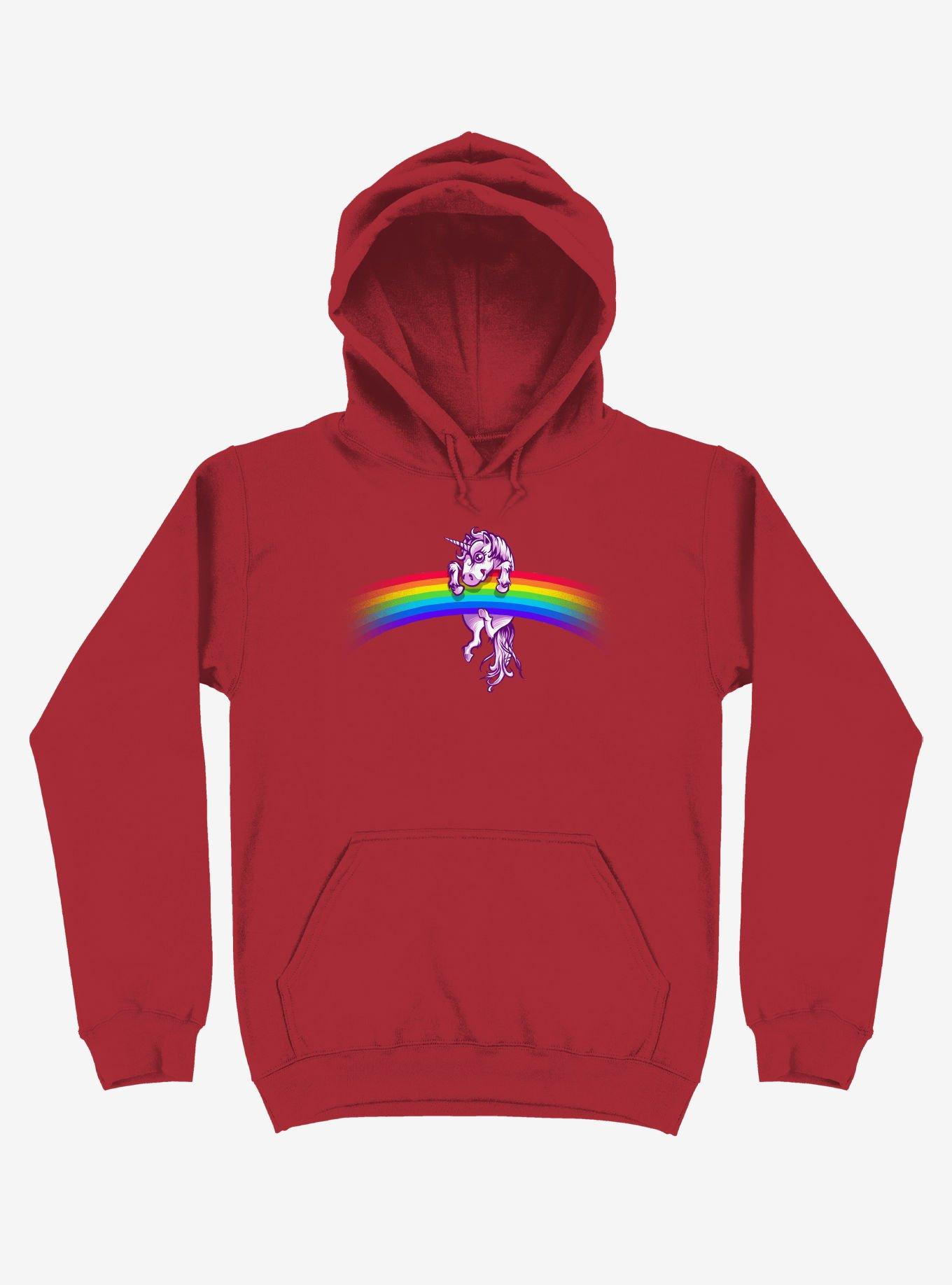 Unicorn Holding Rainbow Red Hoodie, , hi-res