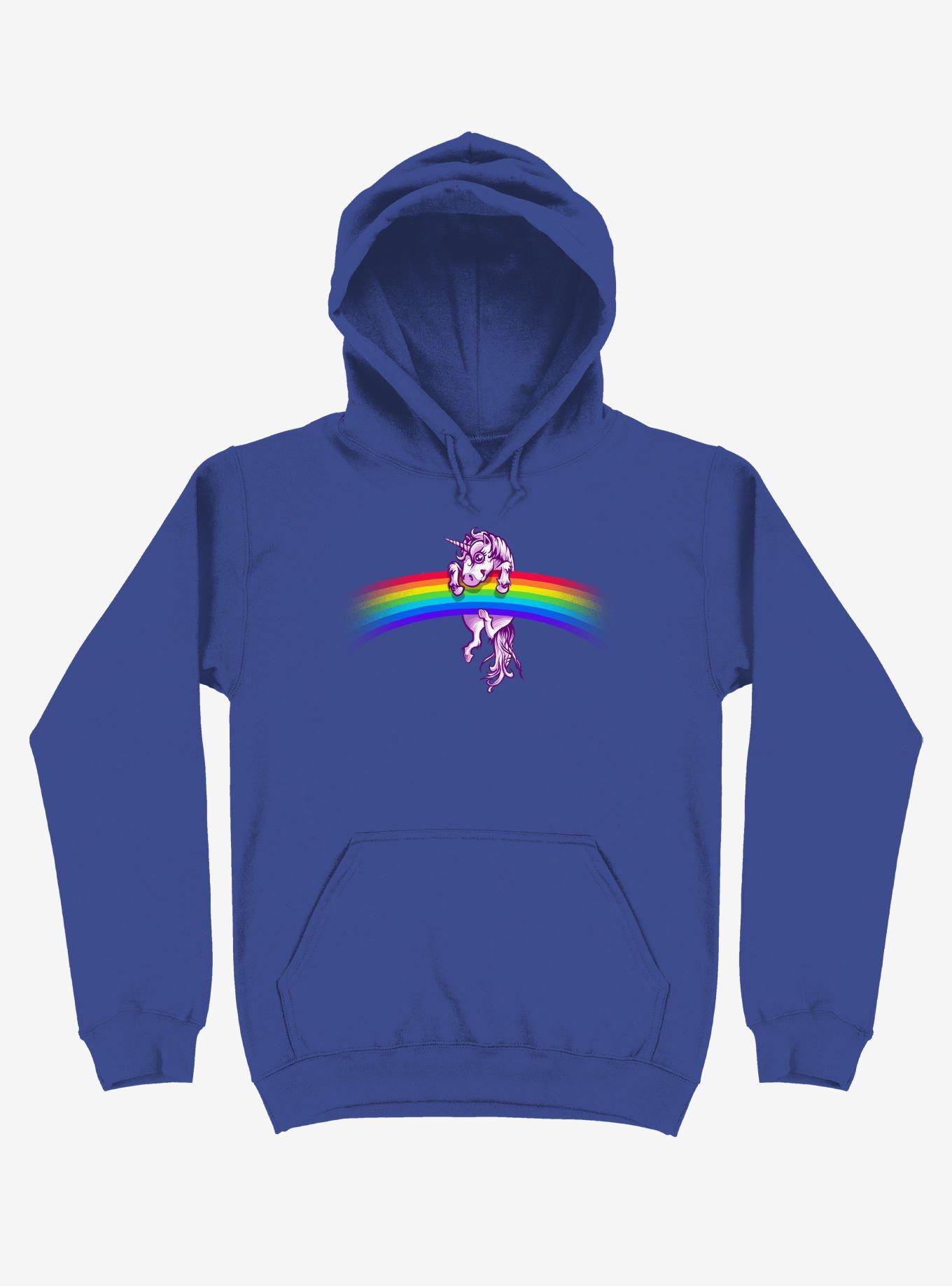 Unicorn Holding Rainbow Royal Blue Hoodie, ROYAL, hi-res