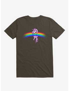 Unicorn Holding Rainbow Brown T-Shirt, , hi-res