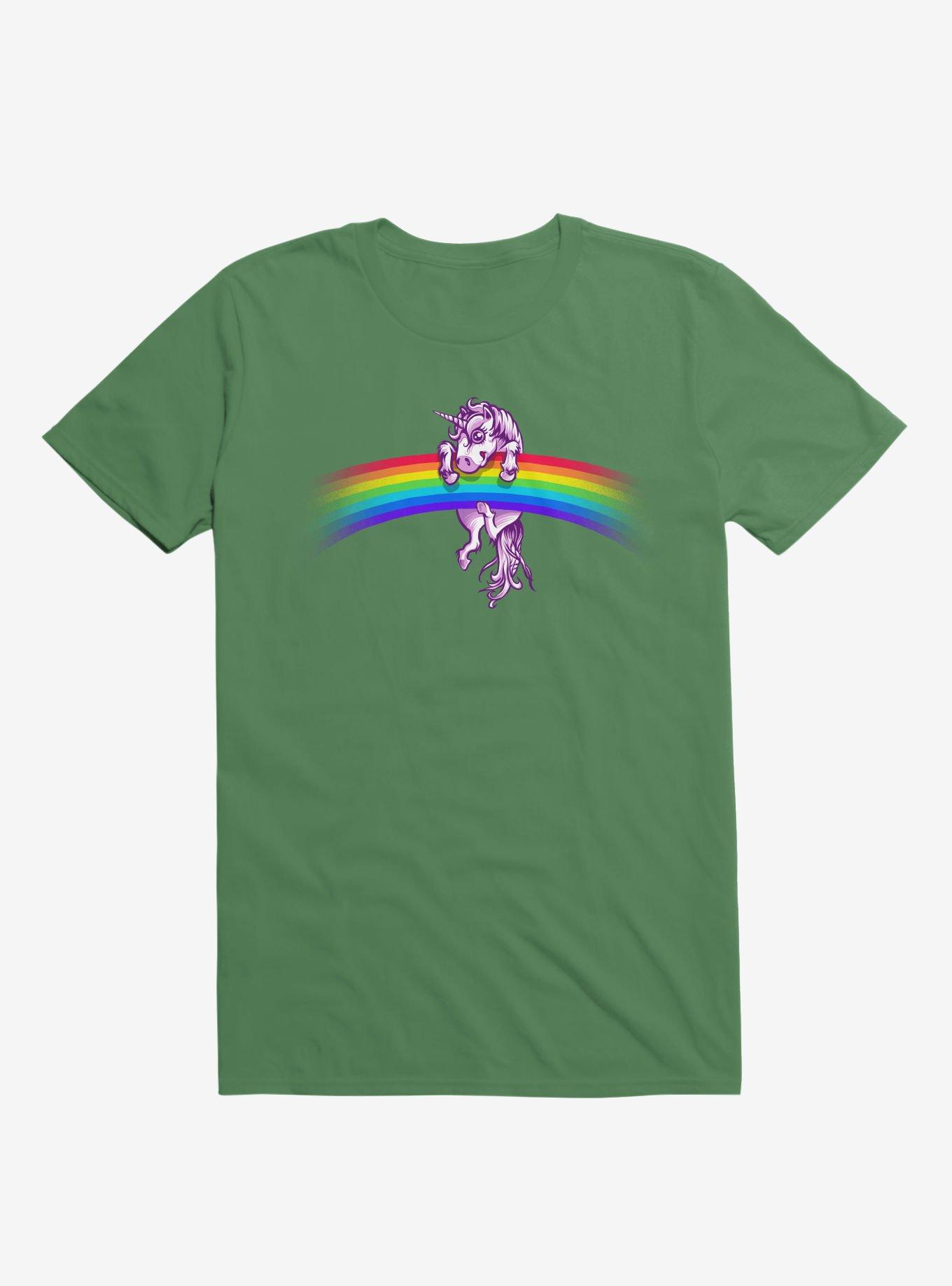 Unicorn Holding Rainbow Irish Green T-Shirt, , hi-res