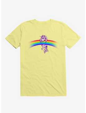 Unicorn Holding Rainbow Corn Silk Yellow T-Shirt, , hi-res