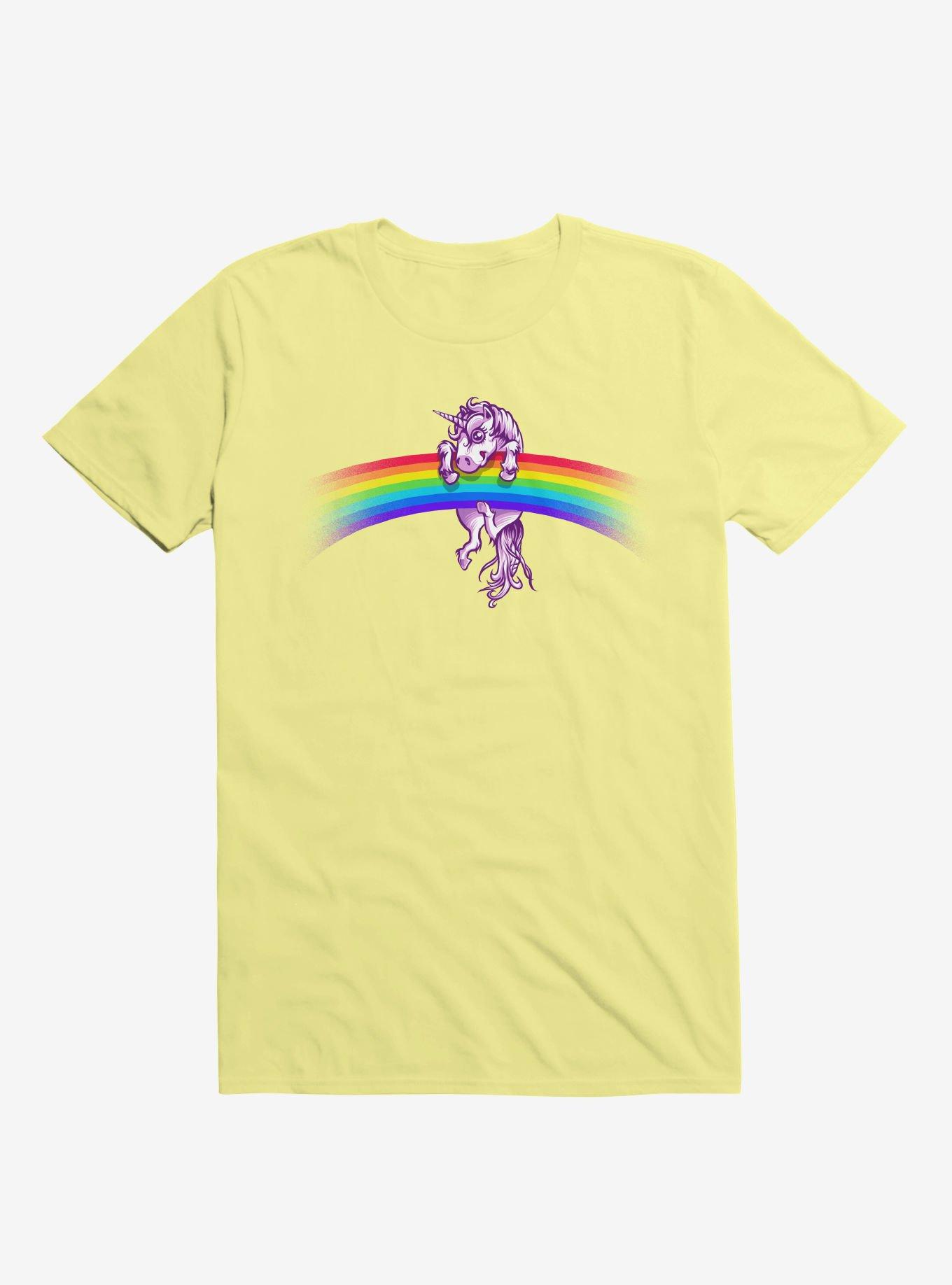 Unicorn Holding Rainbow Corn Silk Yellow T-Shirt, , hi-res