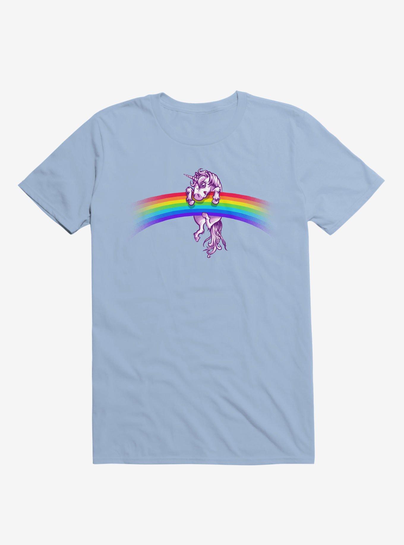 Unicorn Holding Rainbow Light Blue T-Shirt, LIGHT BLUE, hi-res