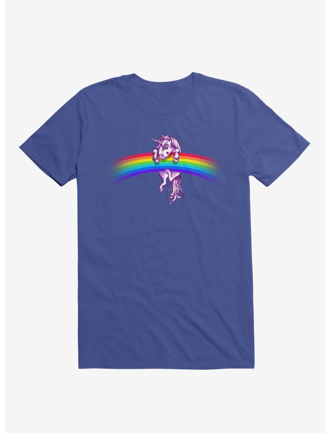 Unicorn Holding Rainbow Royal Blue T-Shirt, ROYAL, hi-res