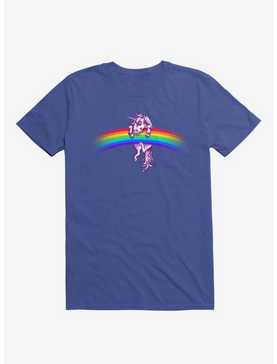 Unicorn Holding Rainbow Royal Blue T-Shirt, , hi-res