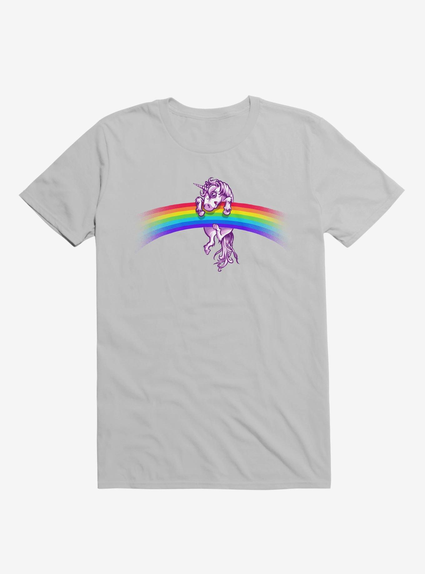 Unicorn Holding Rainbow Ice Grey T-Shirt, , hi-res