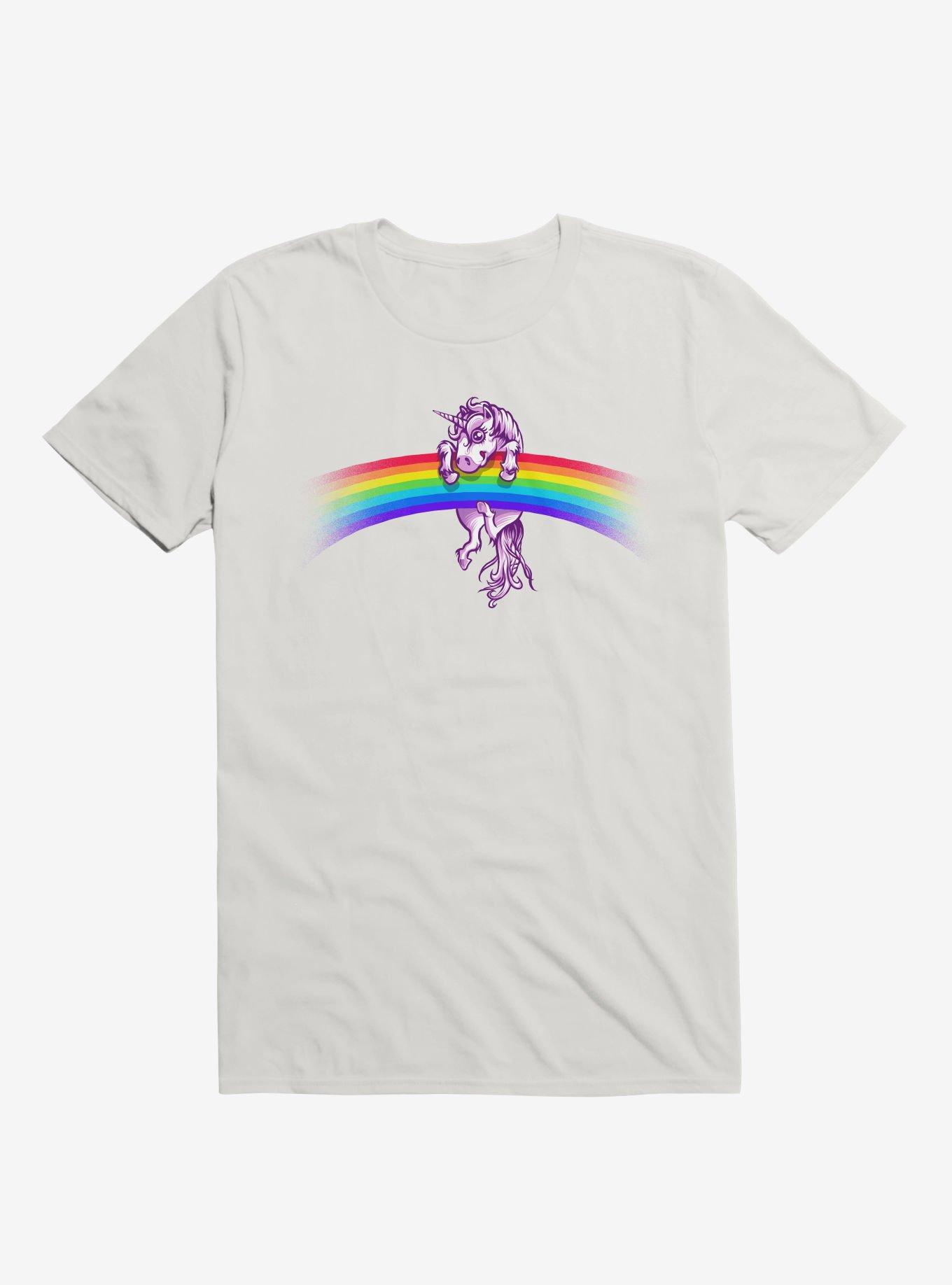 Unicorn Holding Rainbow White T-Shirt