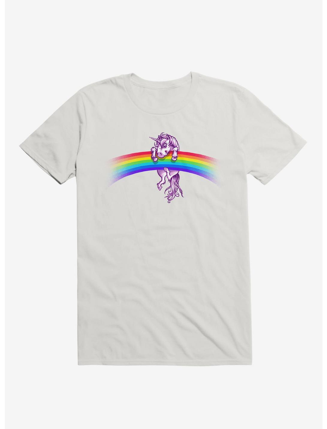 Unicorn Holding Rainbow White T-Shirt, WHITE, hi-res