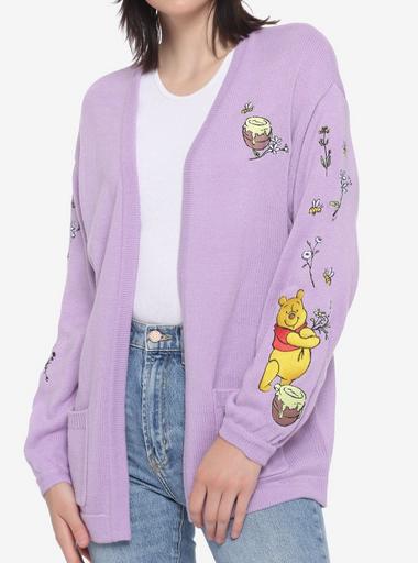 Disney Winnie The Pooh Floral Oversized Girls Open Cardigan Hot